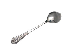 Серебряная чайная ложка с цветочным бутоном на остроконечной ручке